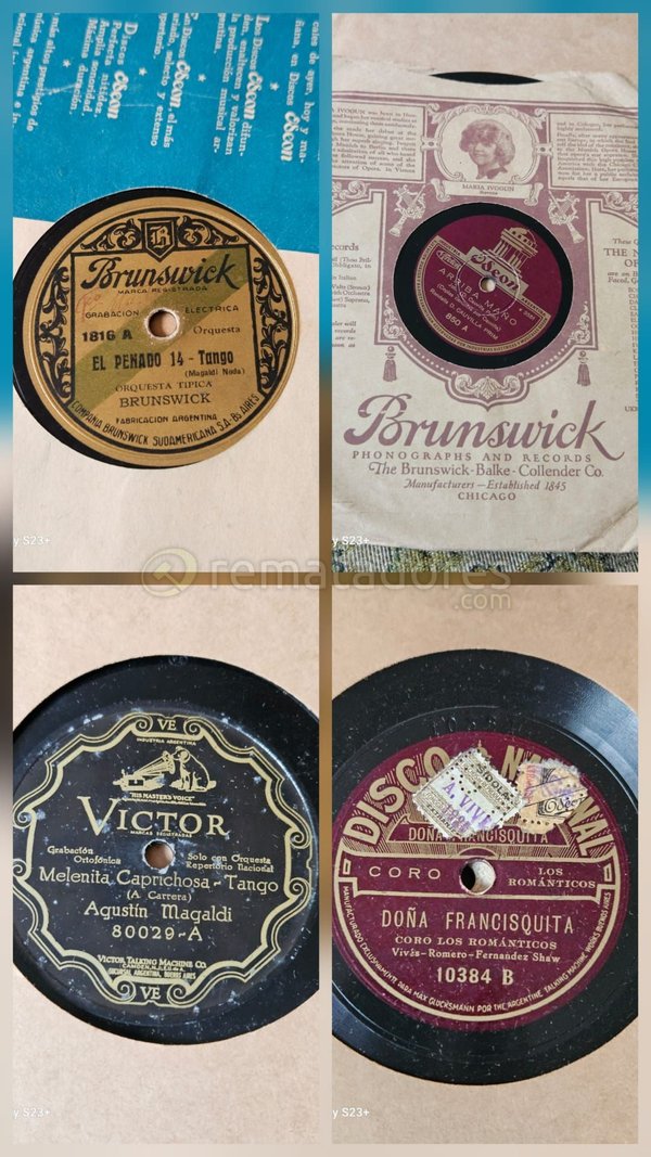 Discos de Vinilo Antiguos Brunswick y Victor - Tango y Música Popular