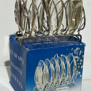 Set de 6 Posavasos Metálicos con Soporte Plateado - imagen 6