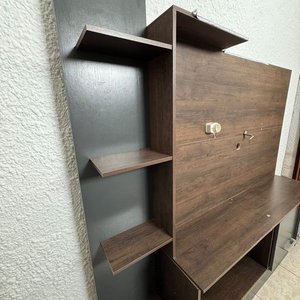 Rack de MDF Marrón y Negro con Estantes y 2 Puertas - imagen 4