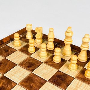 Juego de ajedrez y backgammon completo, tablero madera 34 x 34 cm - imagen 6