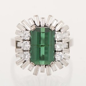 Anillo de Oro 18k con Turmalina Rectangular y Brillantes - imagen 1