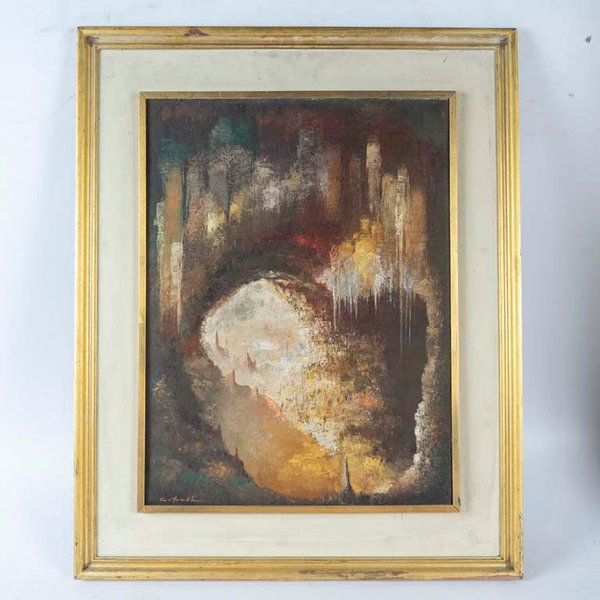 Óleo Abstracto con Firma Ilegible