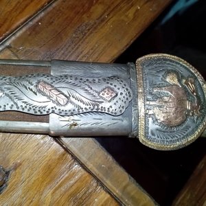 Cuchillo "Ginete" con Cabo y Vaina de Plata y Oro - 47 cm - imagen 3