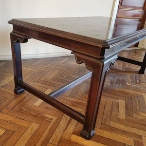 Mesa de Centro Vintage Estilo Oriental en Madera Noble Oscura - imagen 3