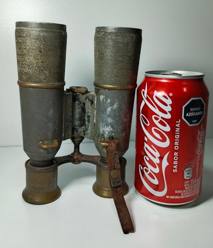 Antiguo par de binoculares militares en bronce y antimonio - imagen 4