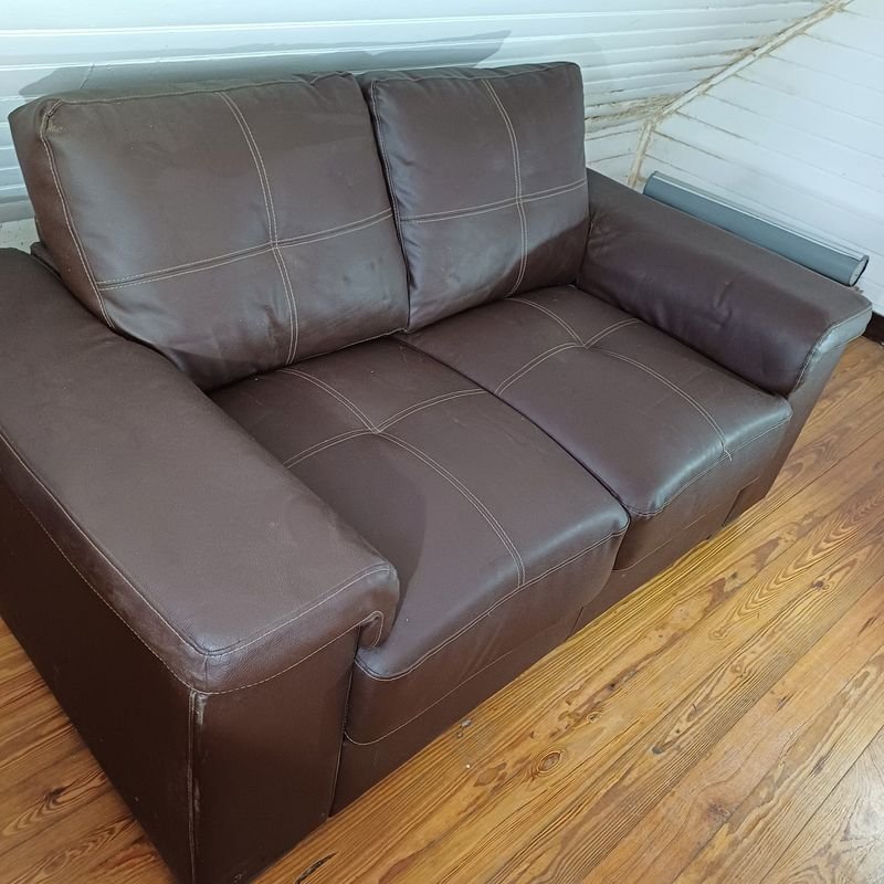 Sillón de 2 cuerpos en cuerina, cuero marrón - imagen 5