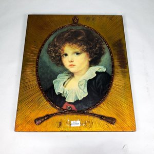 Cuadro de Niña con Marco Dorado sobre Madera - imagen 1