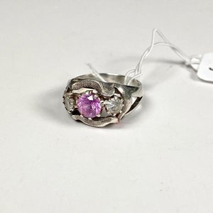 Anillo de Plata con Piedras Rosas y Blancas - imagen 1
