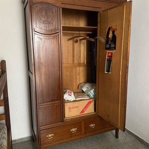 Ropero Antiguo de Madera con 1 Puerta y 2 Cajones - imagen 2