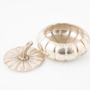 Guisera Circular de Plata Mexicana 925 con Tapa, Forma de Calabaza - imagen 2
