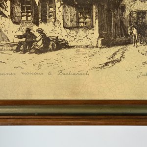 Cuadro Lámina Antigua: Caseríos y Personajes en Bacharach - imagen 3