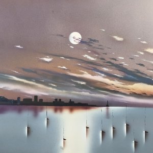 Pintura "Escena Nocturna" de Emilio Bolinches, Acrílico sobre Fibra Firmado - imagen 4