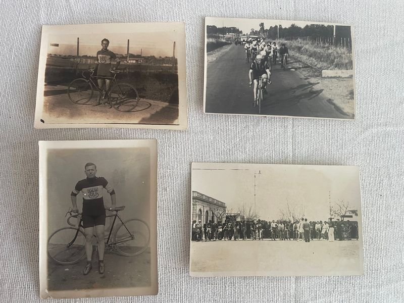Lote de 6 Postales Antiguas de Ciclismo: Juan Zimentena, Jose Rodriguez y Largadas