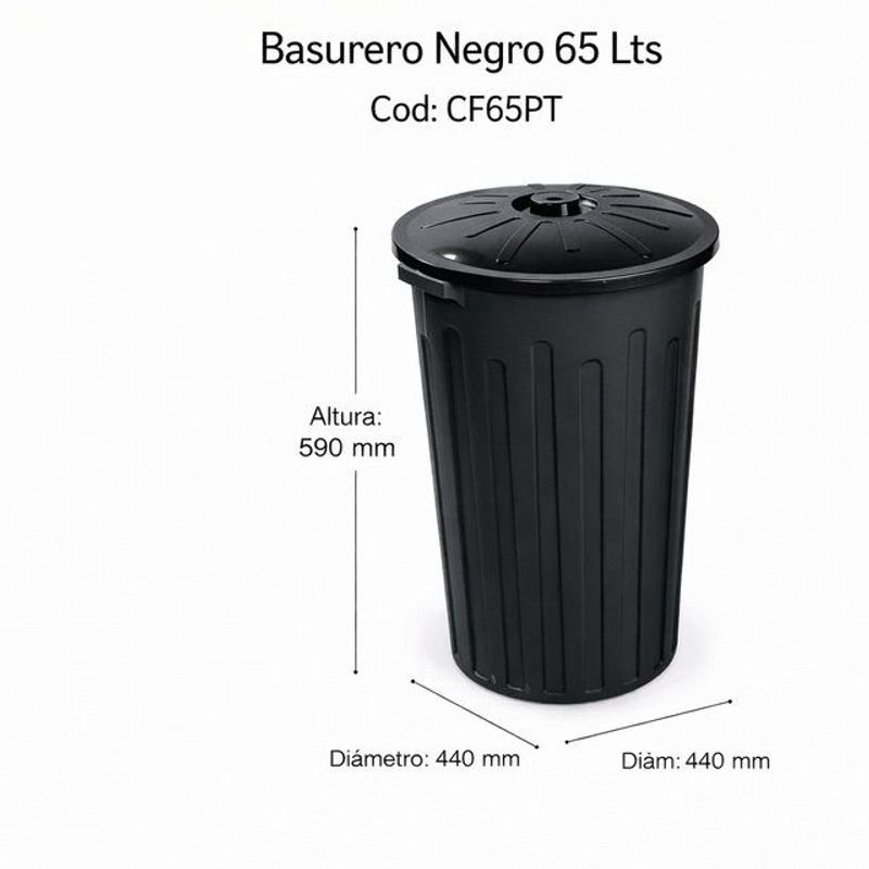 Basurero con tapa de 65 litros - imagen 1