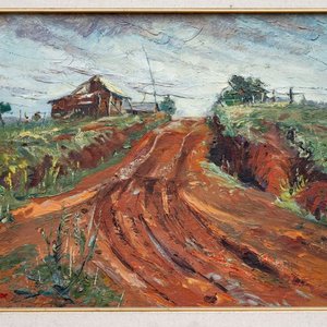 Óleo "Tierra Colorada" de Sergio Curto (50x40 cm) - imagen 4