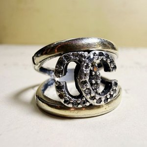 Anillo Doble C con Circonias Blancas - Diseño Moderno - imagen 1