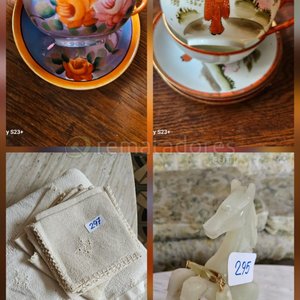 Lote siguiente: Juego de Tazas de Té con Platos y Figura Decorativa de Caballo