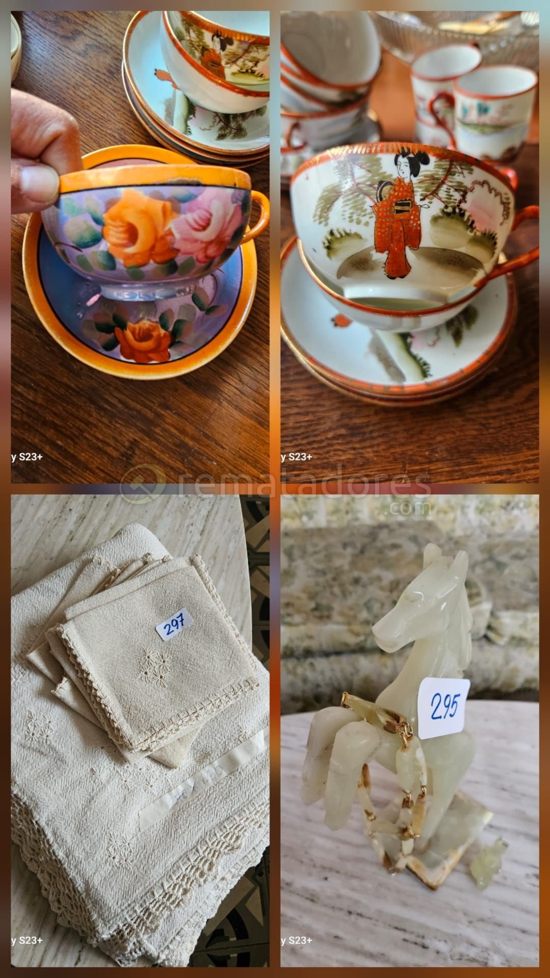 Juego de Tazas de Té con Platos y Figura Decorativa de Caballo