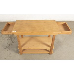 Mesa de Servicio Auxiliar de Madera Clara, Dos Cajones y Tres Niveles - imagen 3