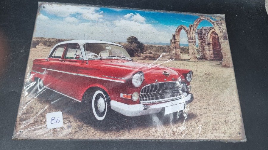 Chapa Decorativa Auto Antiguo Rojo