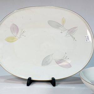 Ensaladera y Fuente Oval de Porcelana Bavaria Blanca con Hojas - imagen 3