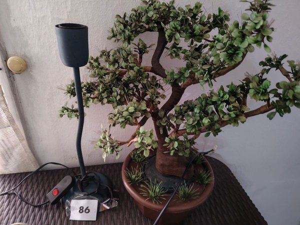 Bonsai Artificial con Lámpara Veladora y Base de Iluminación