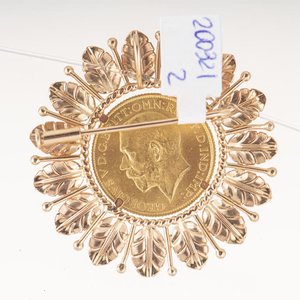 Prendedor de Oro 18k con Moneda Británica "Libra" de 1918 - imagen 2