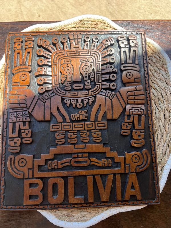 Cuadro artesanal tallado en madera Bolivia - imagen 1