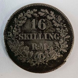 Moneda de Plata Danesa 16 Skilling de 1857 - imagen 2