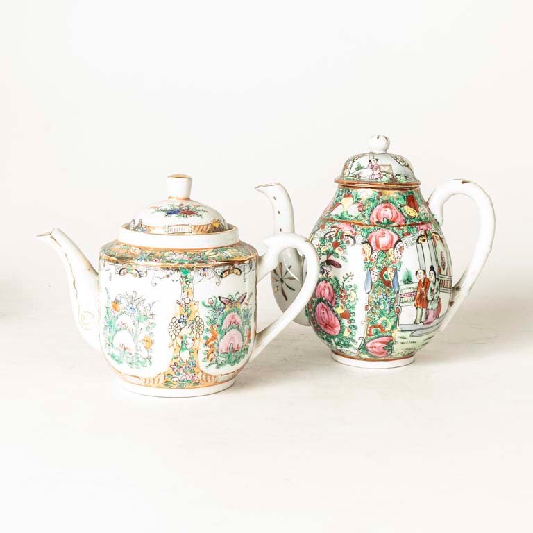 Juego de 2 Piezas de Servir de Porcelana Cantón Decorada