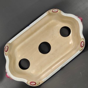 Tintero Antiguo de Cerámica Pintado a Mano con Tapas y Detalles de Rostros - imagen 4