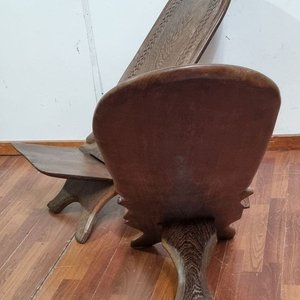 Par de Sillas Plegables Coloniales de Madera Tallada - imagen 6