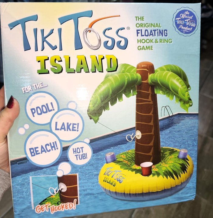 Juego Inflable Tiki Toss Island para Piscina con Apoya Vasos