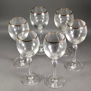 Seis Copas de Cristal para Vino Blanco con Borde Dorado - imagen 3