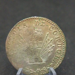 Moneda Argentina 4 Reales Córdoba 1845 Plata CJ#50.2.3 Escasa - imagen 2