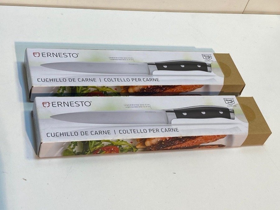 Par de Cuchillos de Carne Ernesto Acero Inoxidable Hoja 17 cm