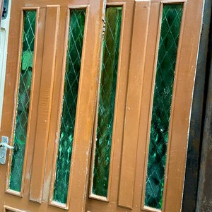Juego de 2 Puertas de Madera y Vidrio Color Marrón - imagen 3