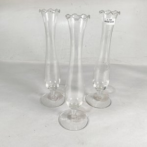 Tres Violeteros Hialinos de Vidrio con Borde Ondulado - imagen 1