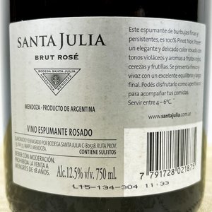 3 Botellas de vino Santa Julia organica Malbec Rose 2020 - imagen 2