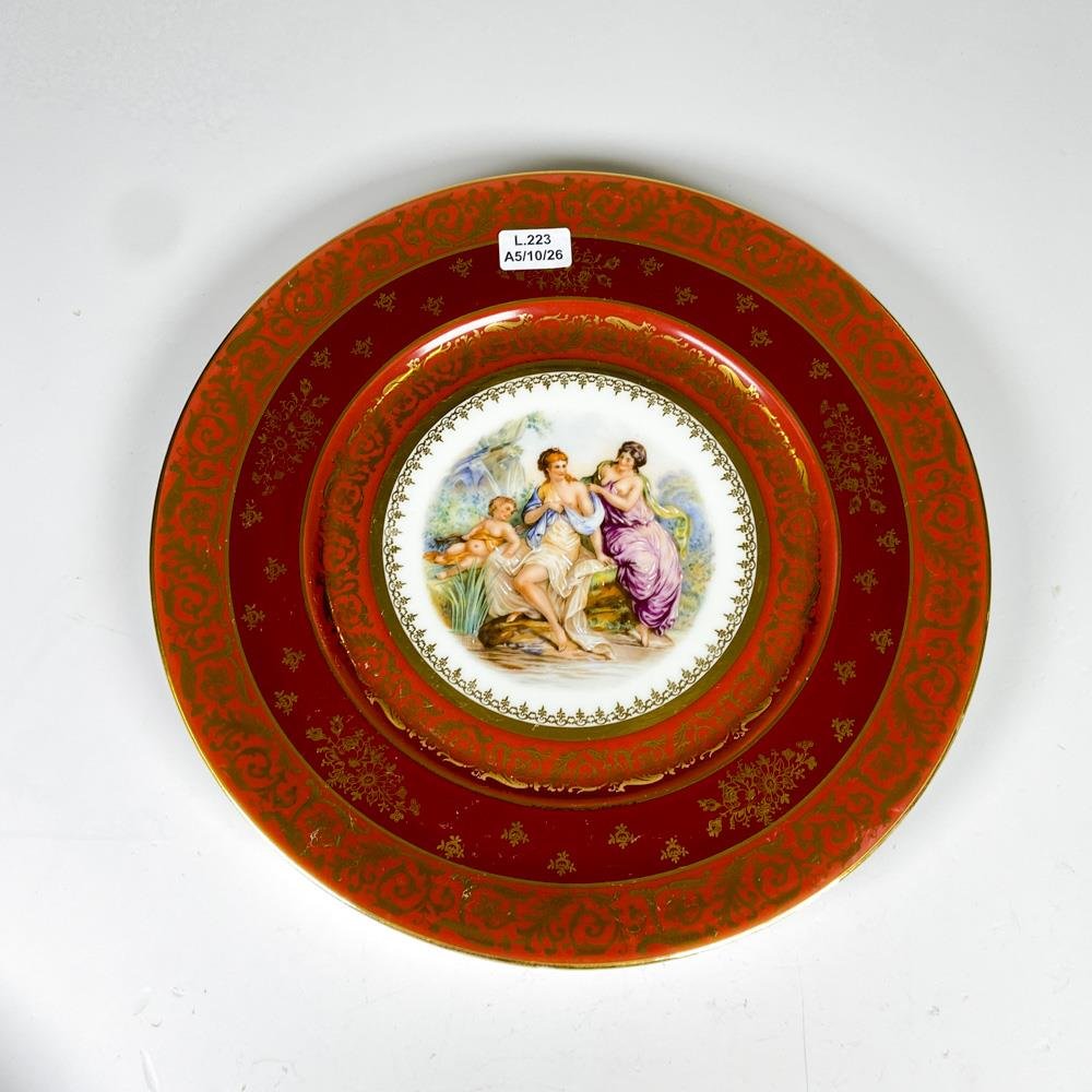Plato de porcelana Limoges damas, diámetro 28 cm