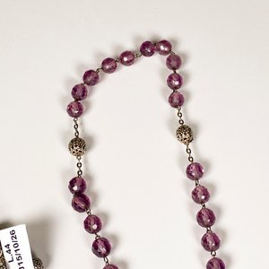 Dos Rosario de Cristal Morado y Cuentas Metálicas con Cruces - imagen 7