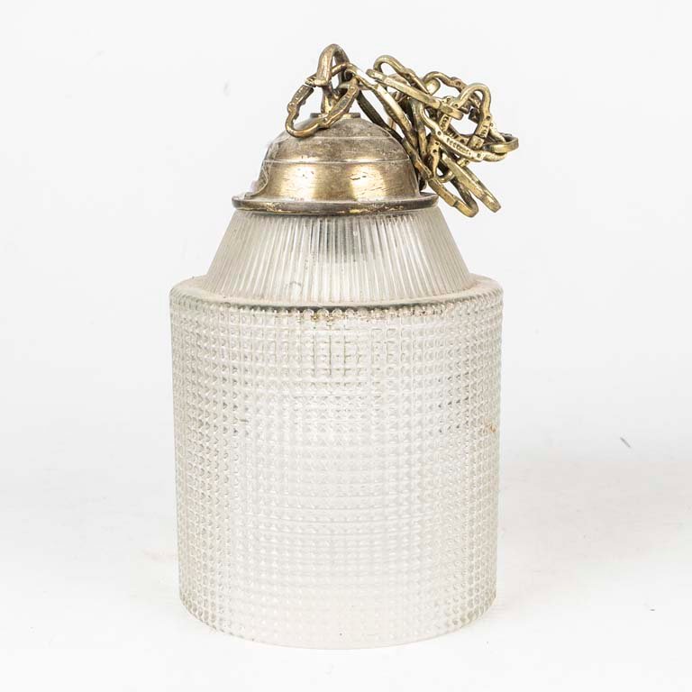 Colgante de Vidrio y Bronce con Cadena, Una Luz