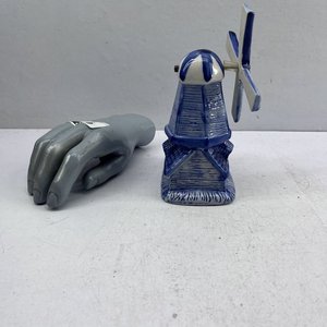Adorno de Molino Holandés en Porcelana Azul y Blanco con Aspas Giratorias - imagen 4