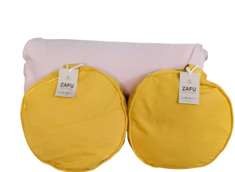 Dos Almohadones Rectangulares Bolster (23x62cm) y Dos Asientos Redondos Sufa para Meditación (34x15cm)