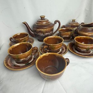 Juego de Tazas y Platillos de Cerámica Marrón - imagen 10