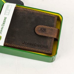 Billetera John Deere de Cuero Marrón con Caja Metálica Nueva - imagen 2