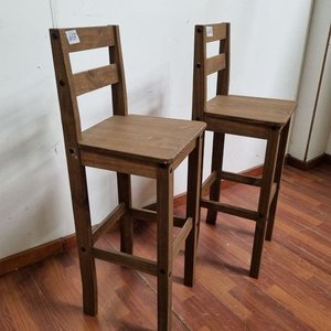 Banquetas Altas de Madera con Respaldo - Set de 2 - imagen 3