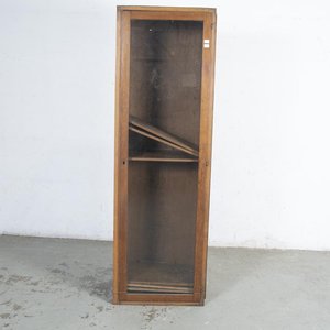 Mueble Estante Antiguo Enchapado en Roble con Puerta de Vidrio - imagen 1