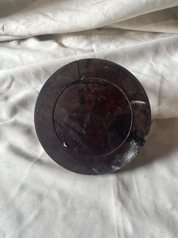 Pipa y cenicero de madera y bronce antiguo - imagen 3