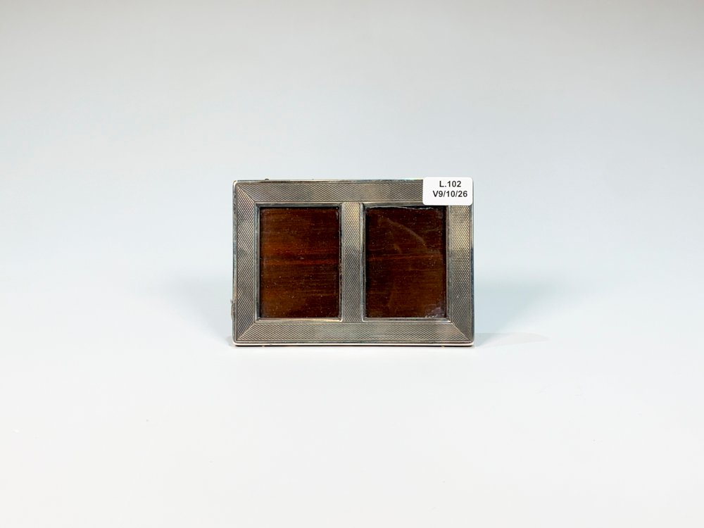 Portaretrato Rectangular de Plata 925 con División Central y Dorso de Madera